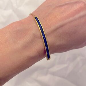 Blue Stone Bracelet with Golden Trim